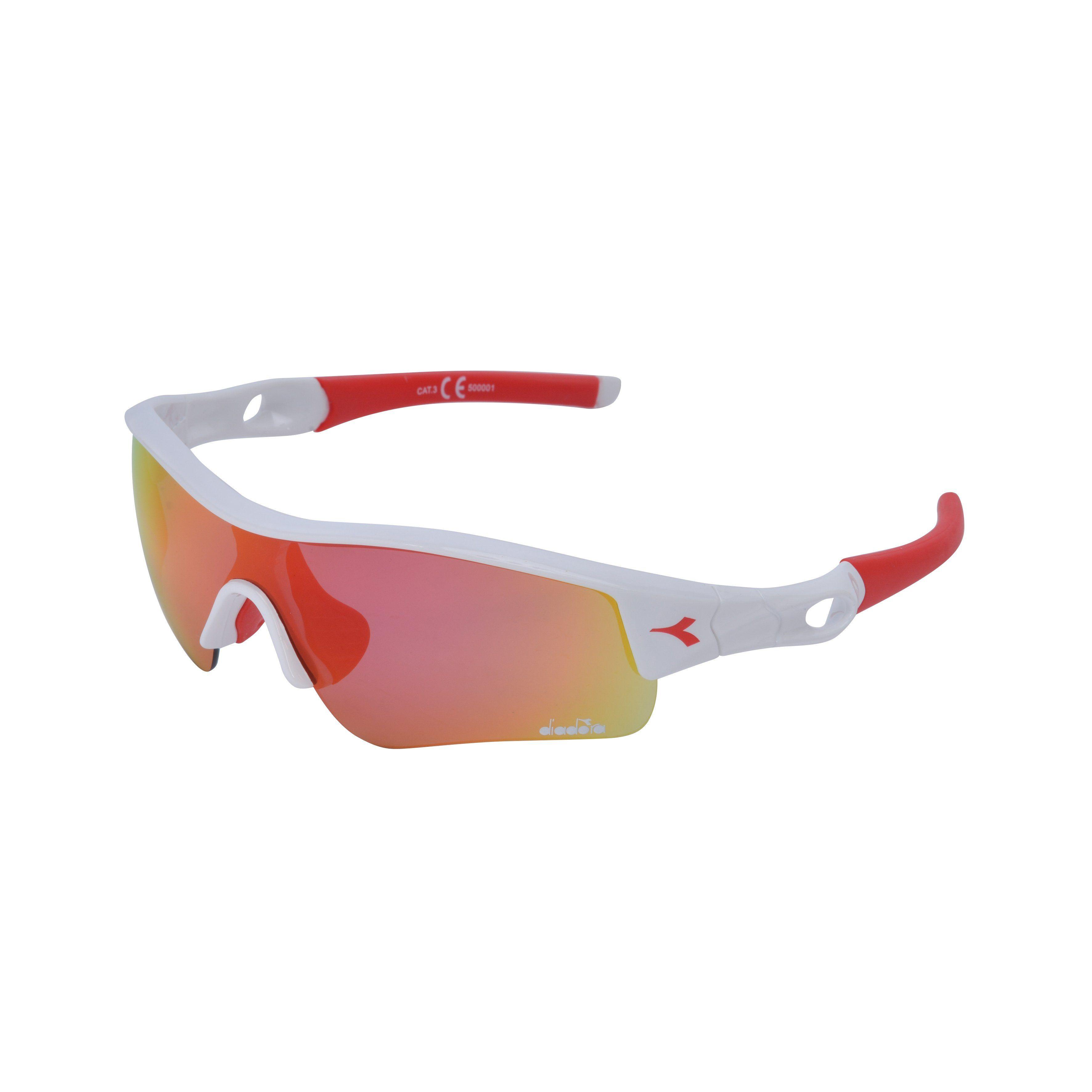 Diadora Brille multisport hvit/rød UTSTYR Beskyttelse Sykkelbriller